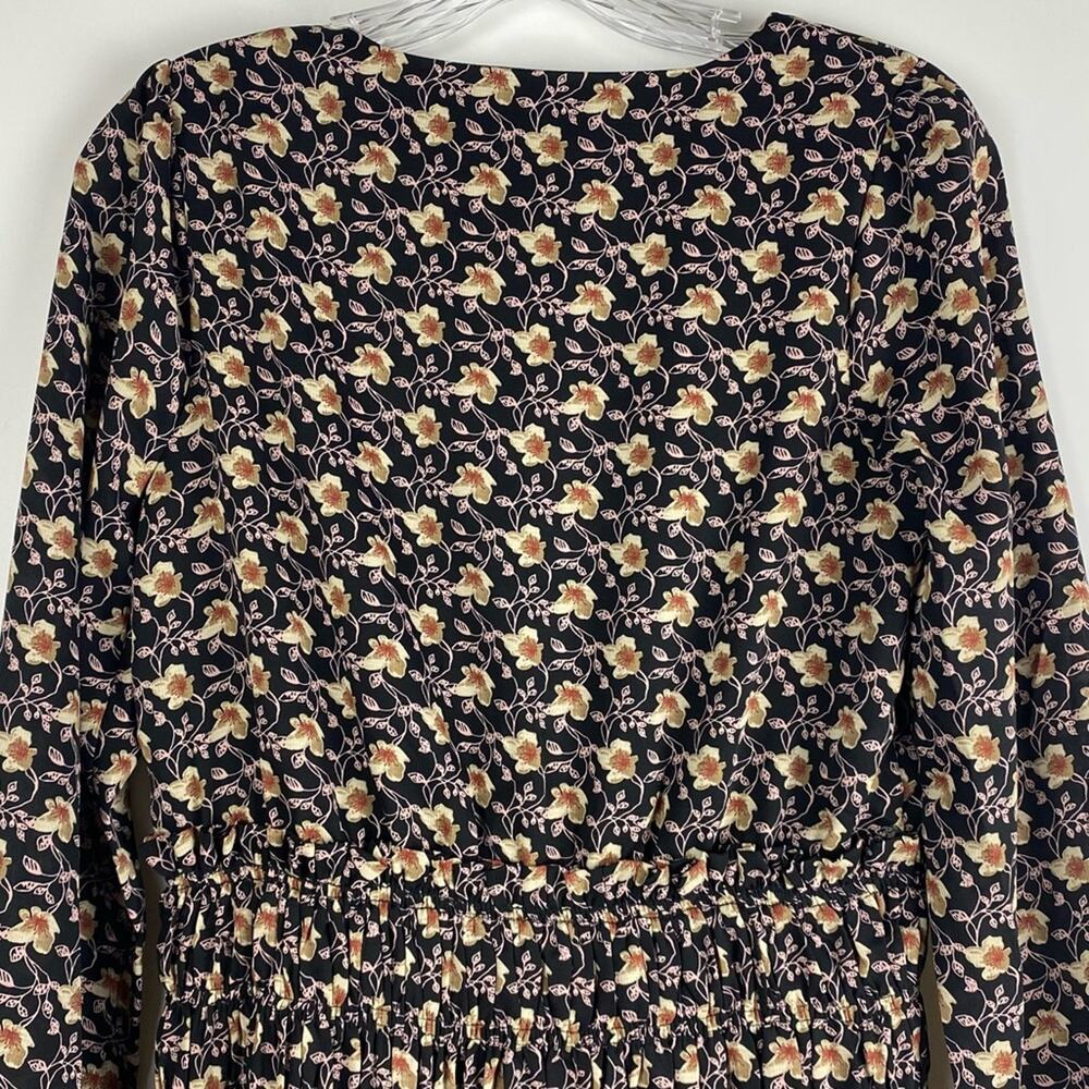 THML Floral Smocked Waist Black Dress Womens Size XS - Picture 9 of 12
